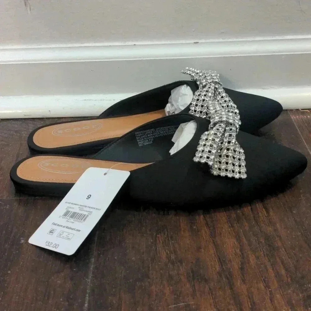 Scoop Women's Point Toe Slingback Mules with Bow - Picture 9 of 11
